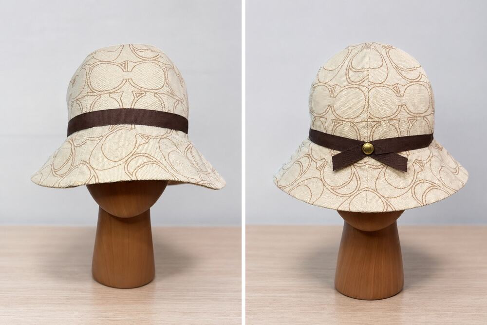 Y2K Coach Signature Metallic Optic Crusher Hat Size M/L
